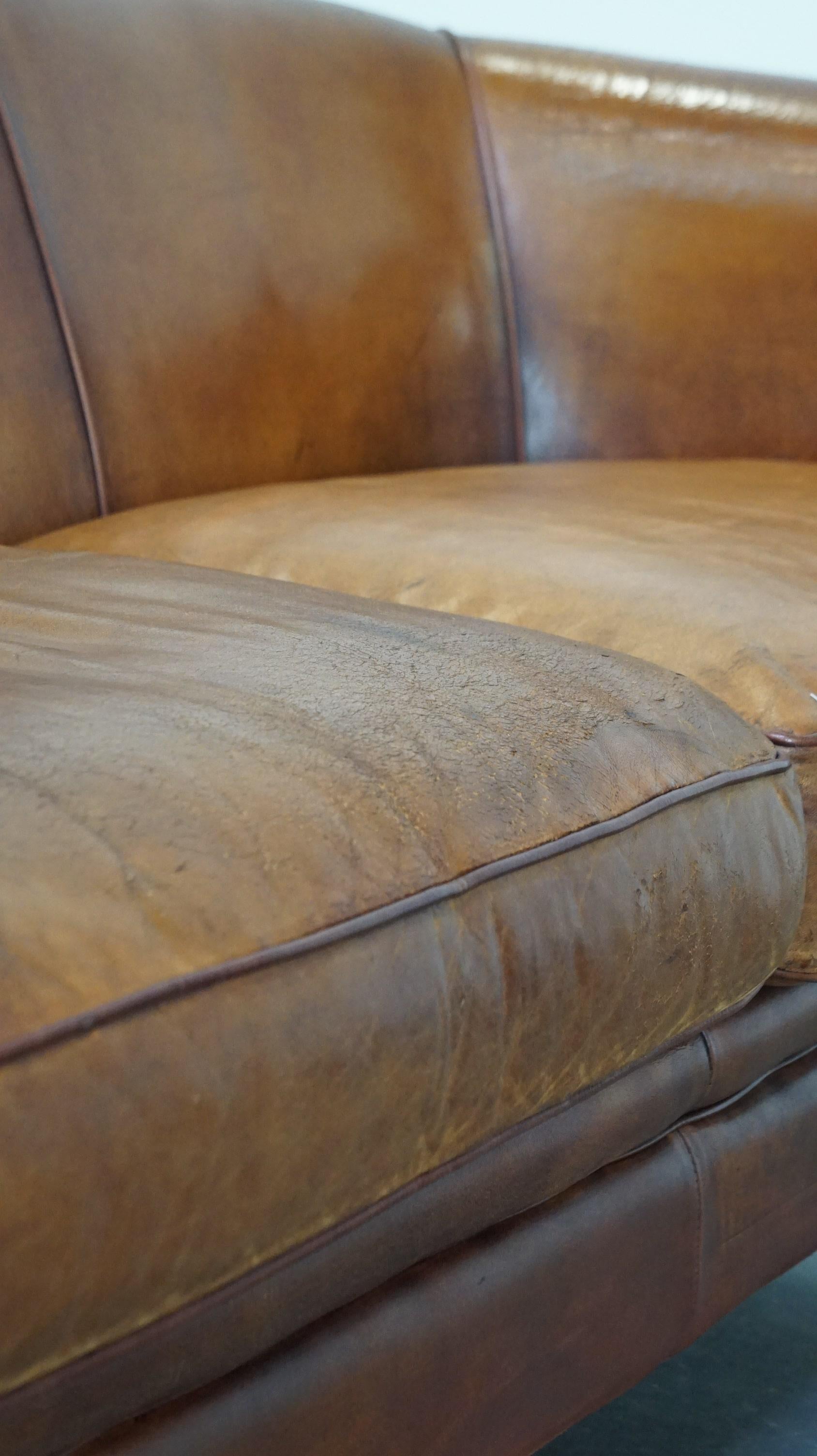 Comfortable sheepskin leather 2.5 seater club sofa 7