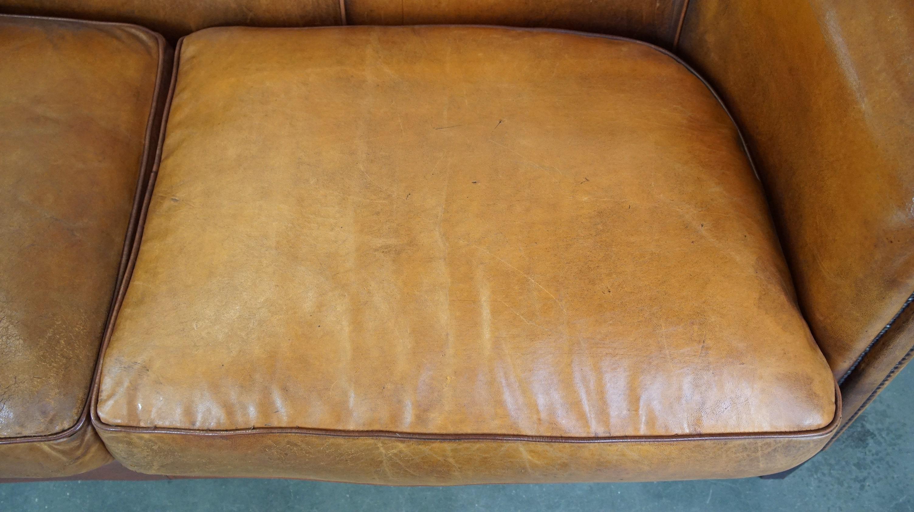 Comfortable sheepskin leather 2.5 seater club sofa 1