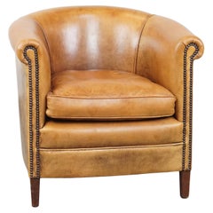 Comfortable Sheepskin Leather Club Chair in a Beautiful Light Cognac Color