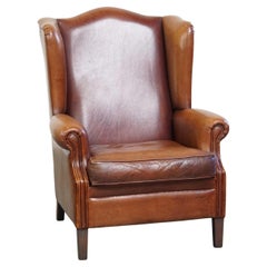 Comfortable Sheepskin Wingback Chair in Good Condition