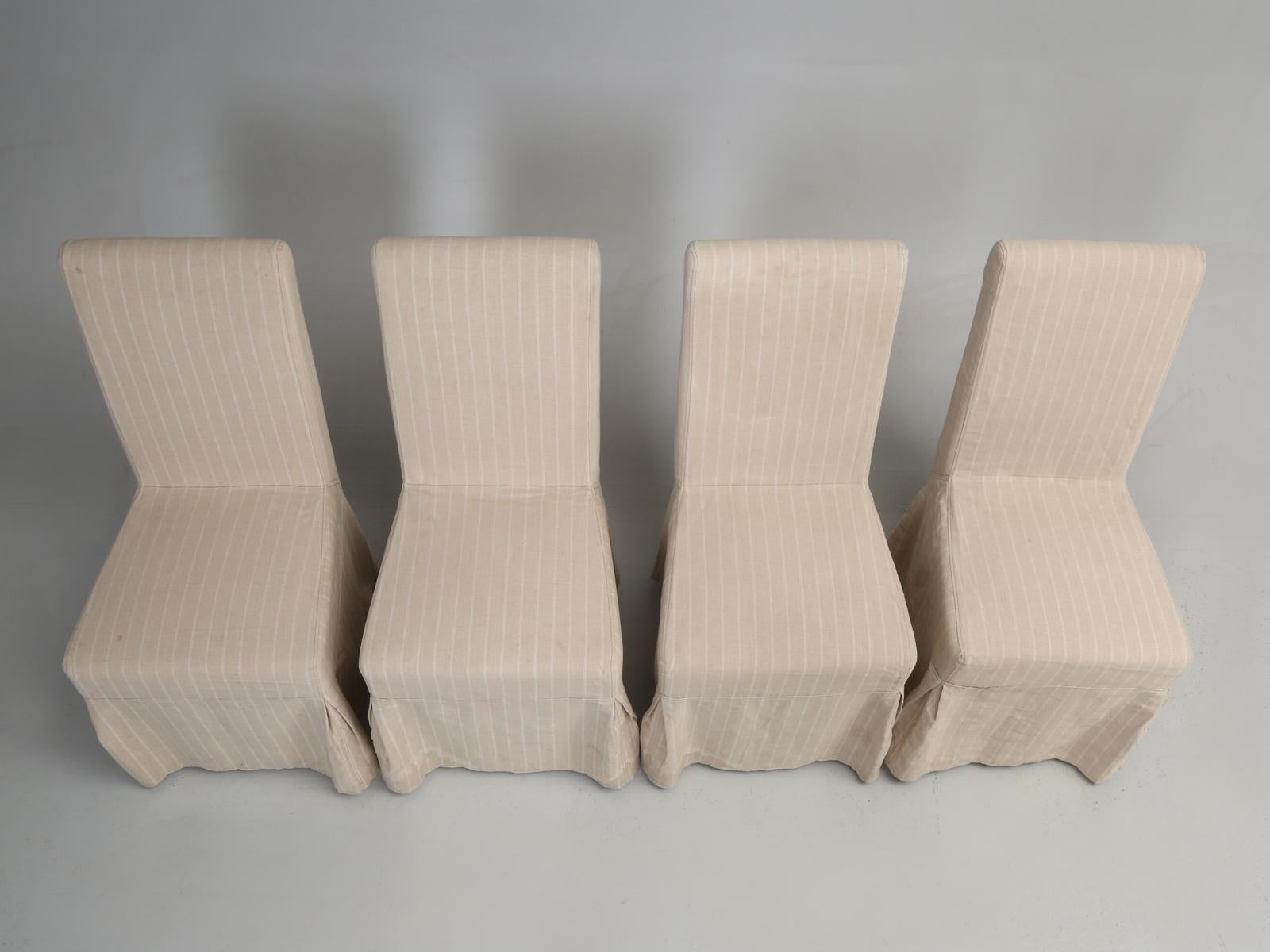 Comfortable Slipcovered Chairs, Set of 4 In Fair Condition In Chicago, IL