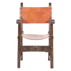 Comfortable Spanish Design Armchairs in Patinated Leather, 1950s