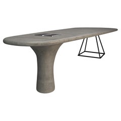 Comfortable Table Drop of Concrete with Rounded Shapes for Minimalist Interior