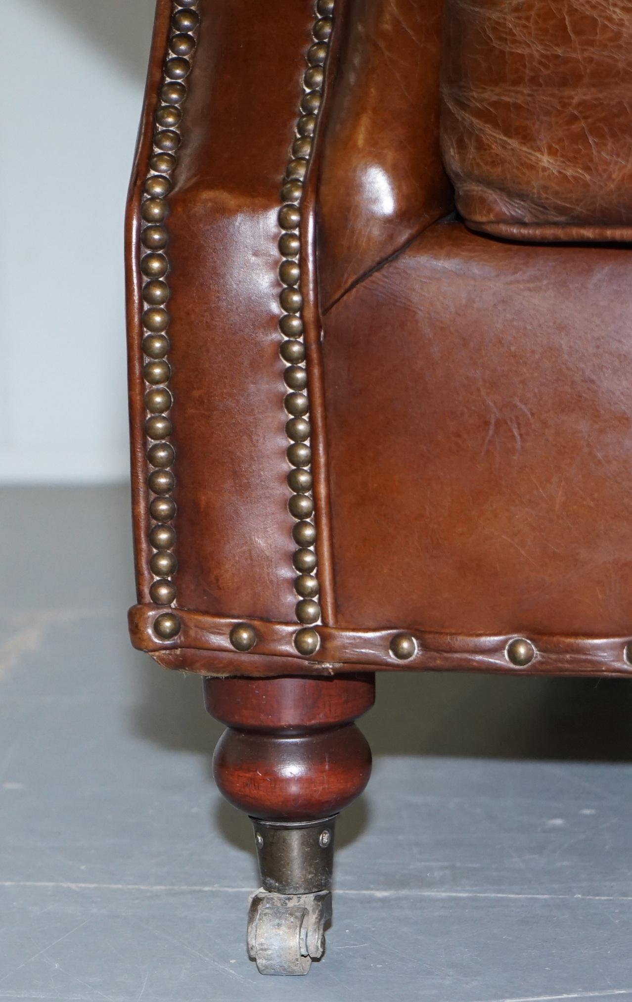 Comfortable Timothy Oulton Balmoral Halo Heritage Vintage Brown Leather Armchair 1