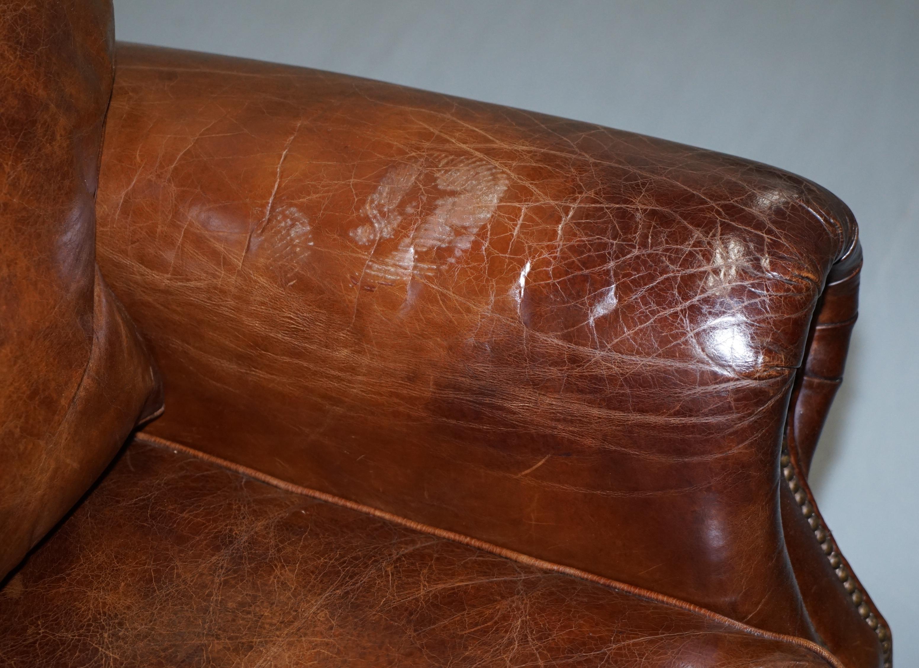 Hand-Crafted Comfortable Timothy Oulton Balmoral Halo Heritage Vintage Brown Leather Armchair