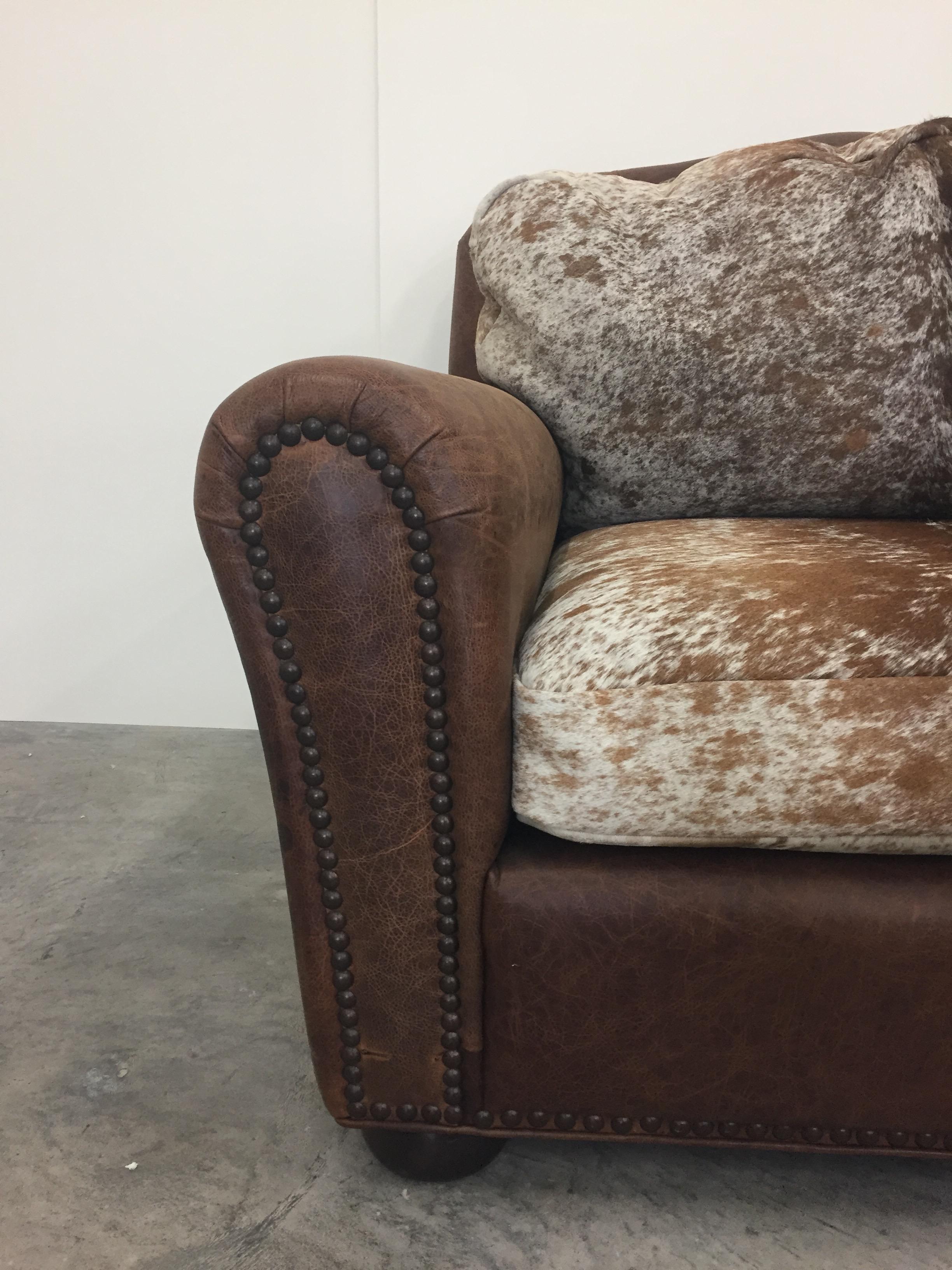 American Comfy and Large Leather and Cowhide Club Chair