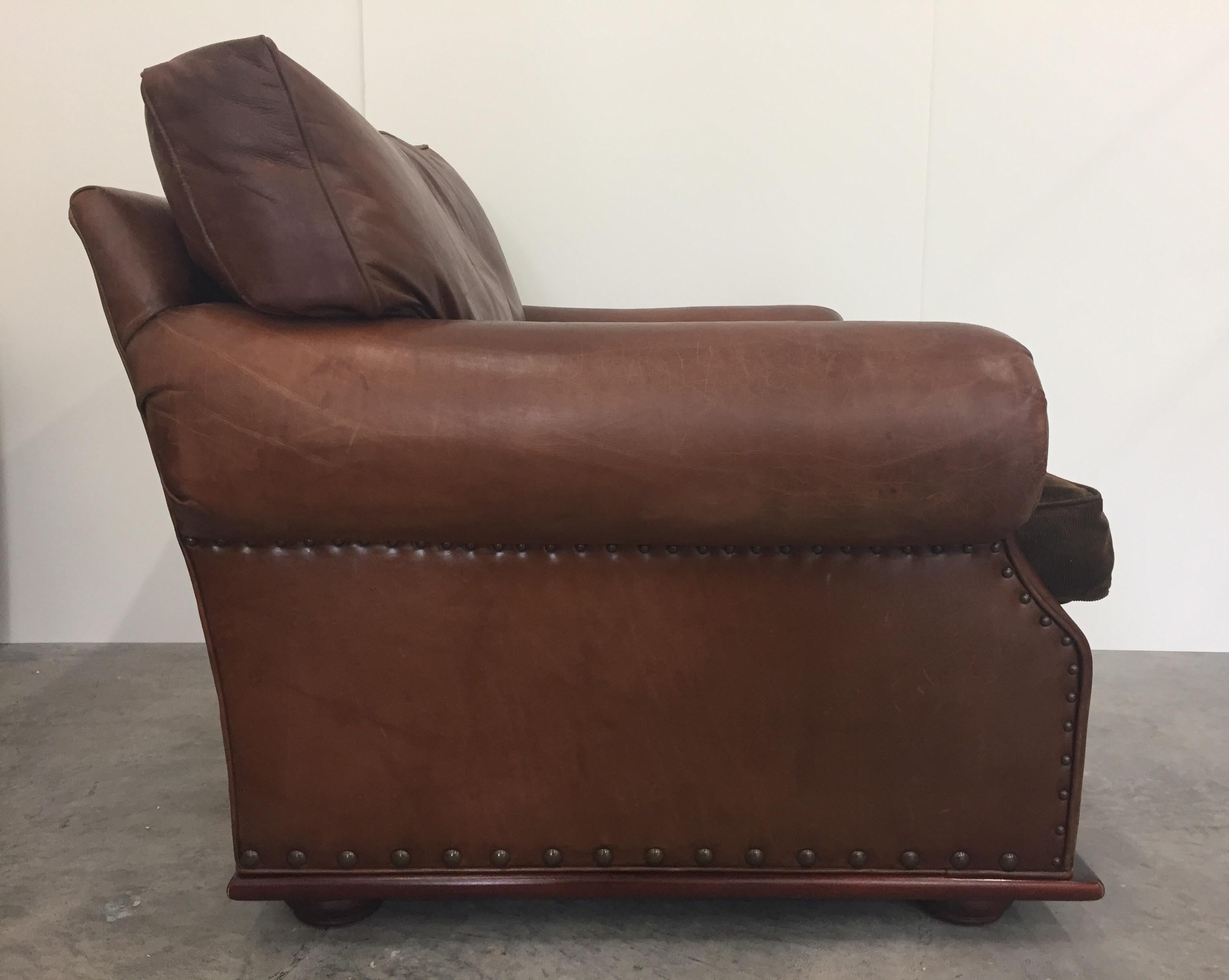 Late 20th Century Comfy and Large Leather and Cowhide Club Chair