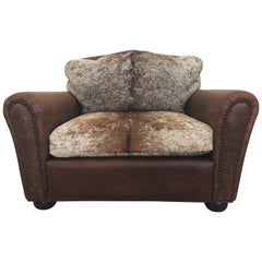 Comfy and Large Leather and Cowhide Club Chair