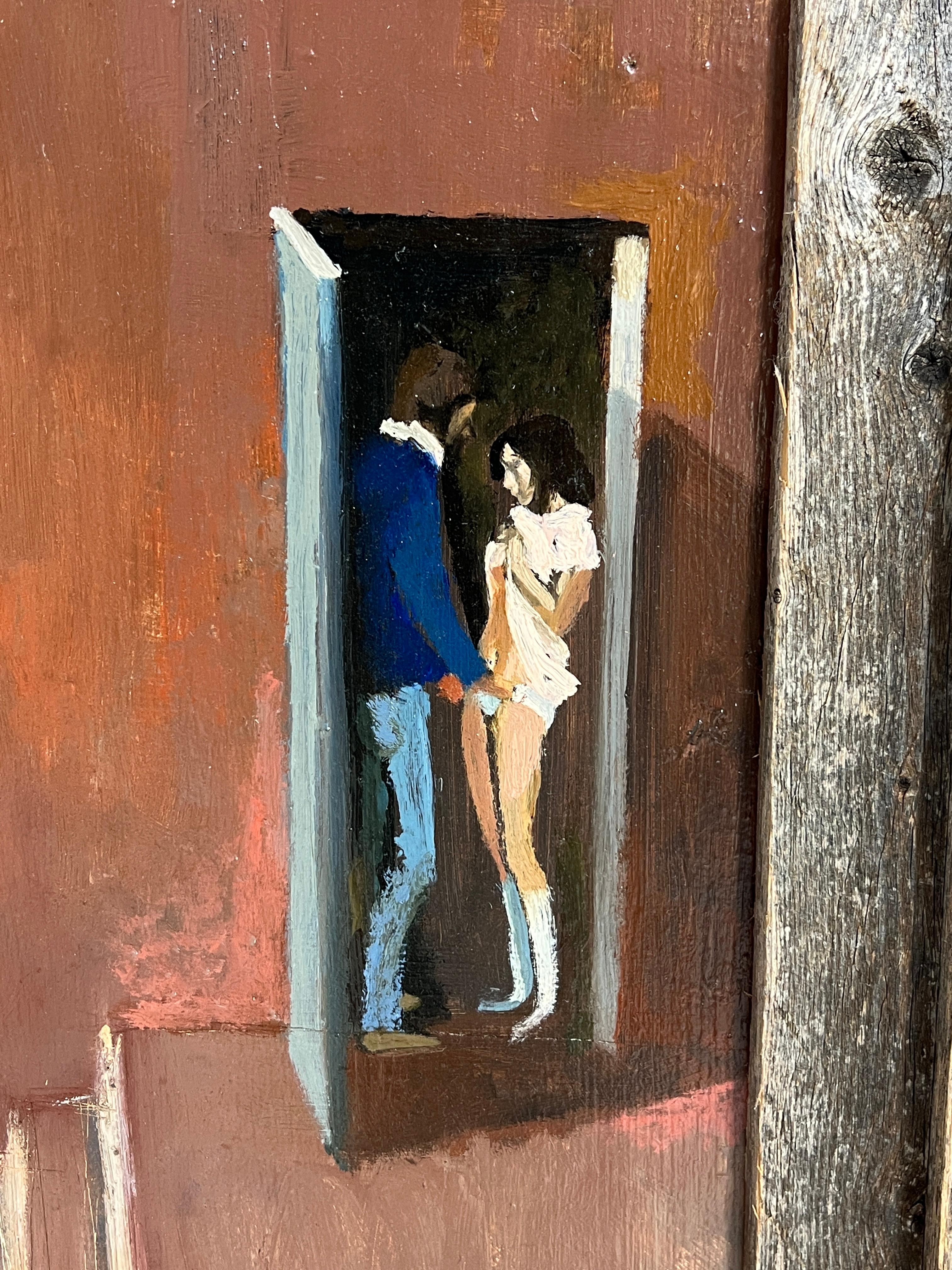 Pintura de la mayoría de edad del artista modernista francés Yves Hersent, D. 1983 finales del siglo XX en venta