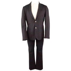 COMING SOON YOHJI YAMAMOTO 38 Navy Stripe Linen Blend 32 30 Peak Lapel Suit
