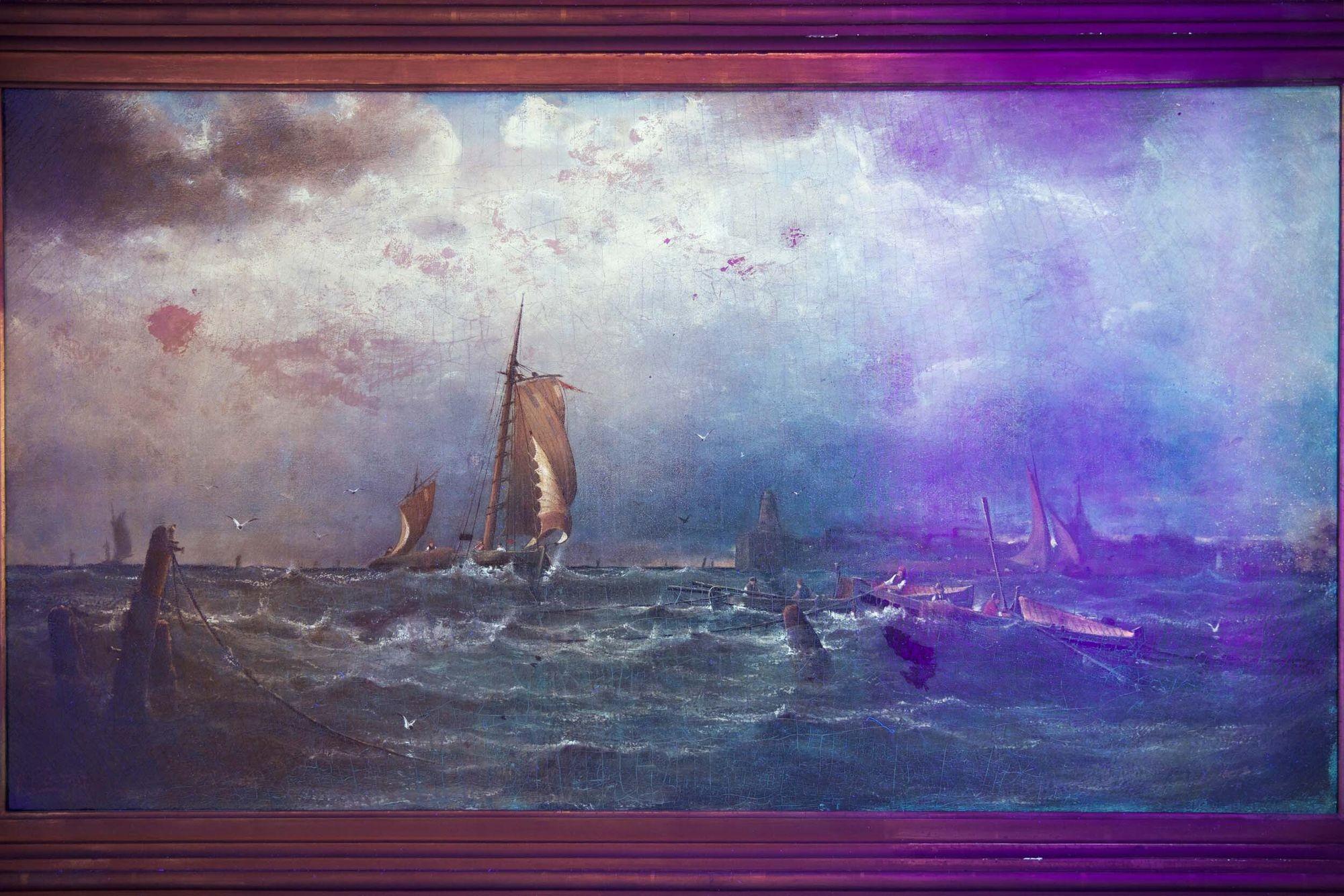 “Coming Storm, Cape May” '1880' Seascape Painting by Prosper Senat 6