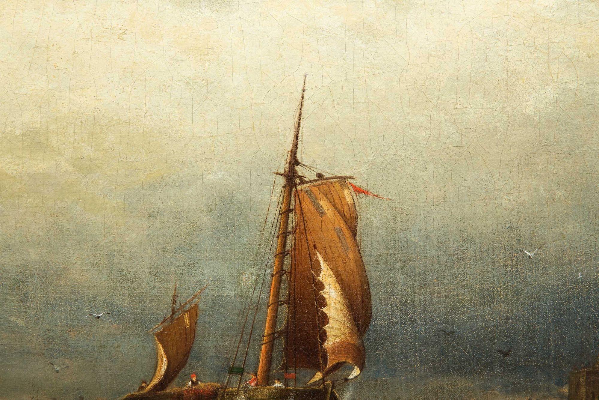 “Coming Storm, Cape May” '1880' Seascape Painting by Prosper Senat 7