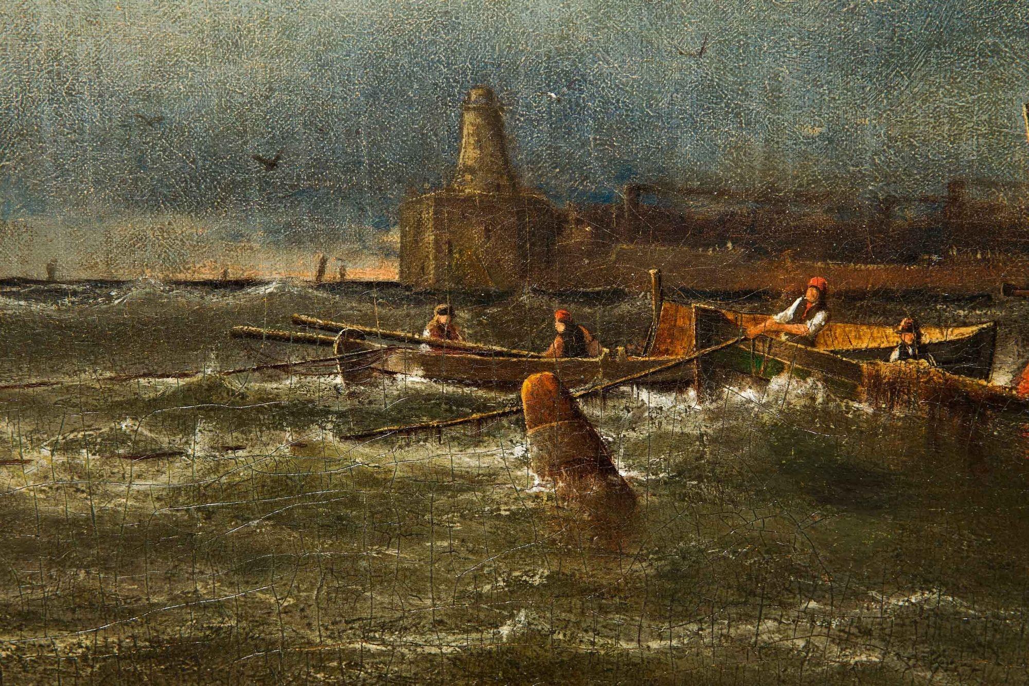 “Coming Storm, Cape May” '1880' Seascape Painting by Prosper Senat 8