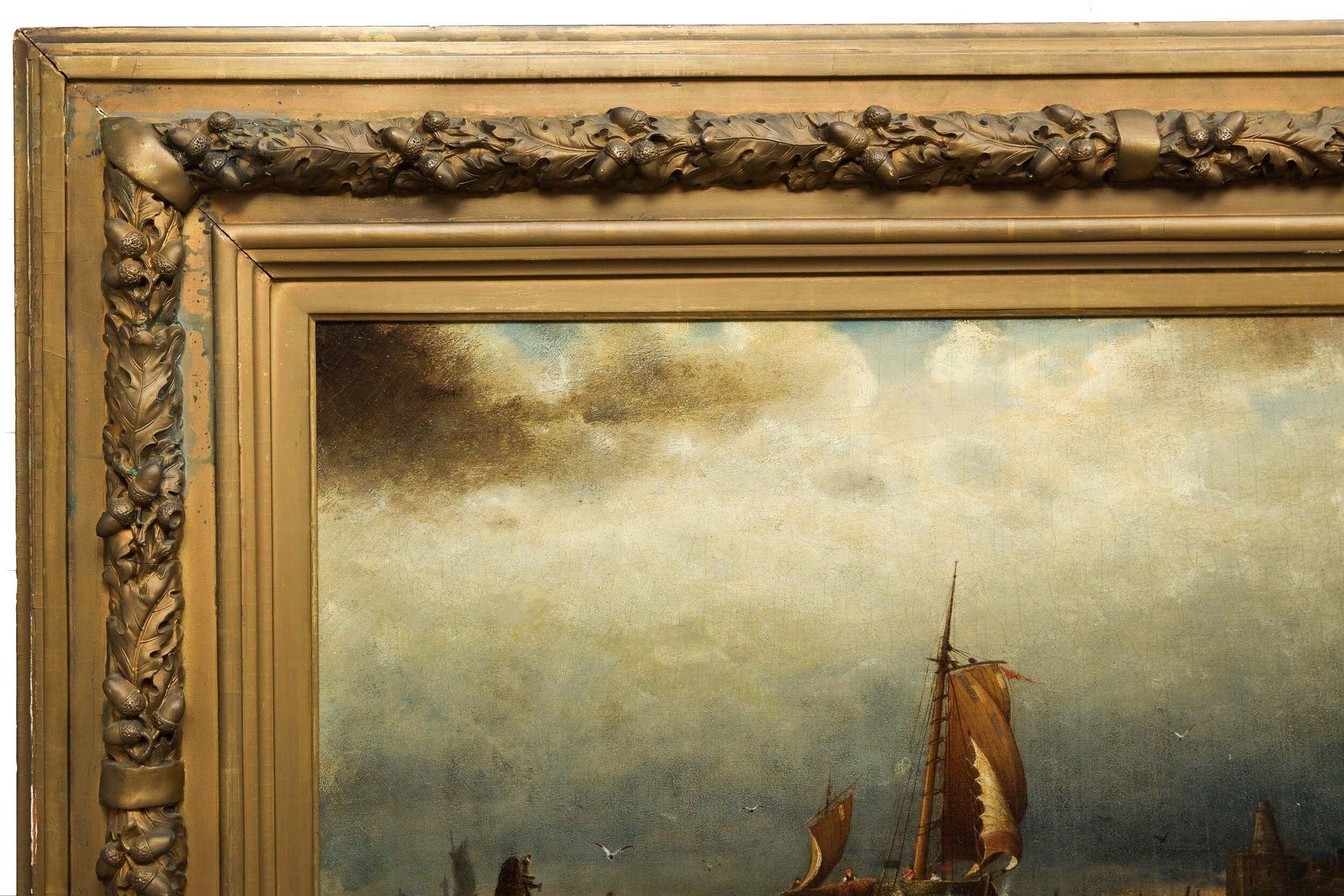 “Coming Storm, Cape May” '1880' Seascape Painting by Prosper Senat 11