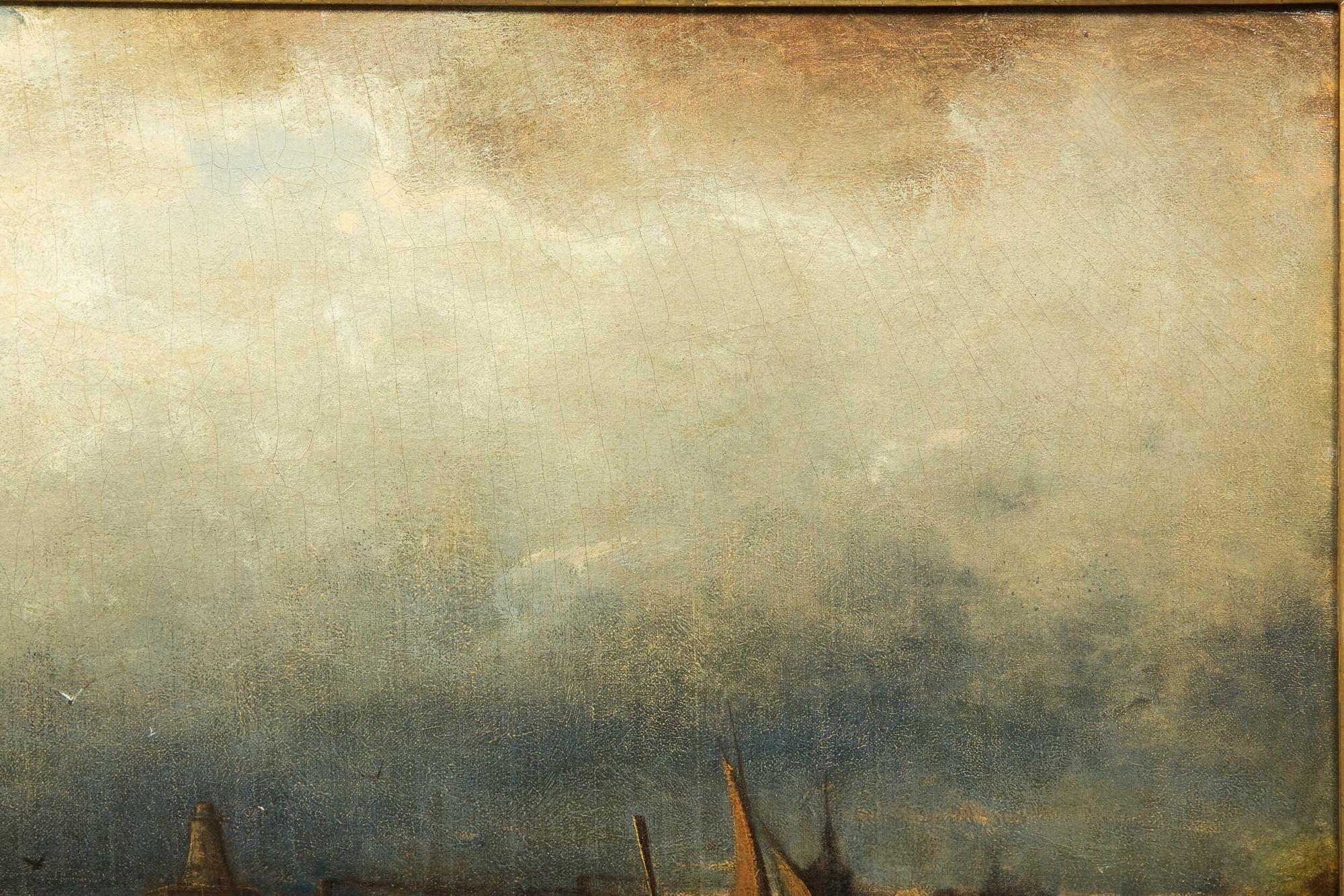 “Coming Storm, Cape May” '1880' Seascape Painting by Prosper Senat In Good Condition In Shippensburg, PA