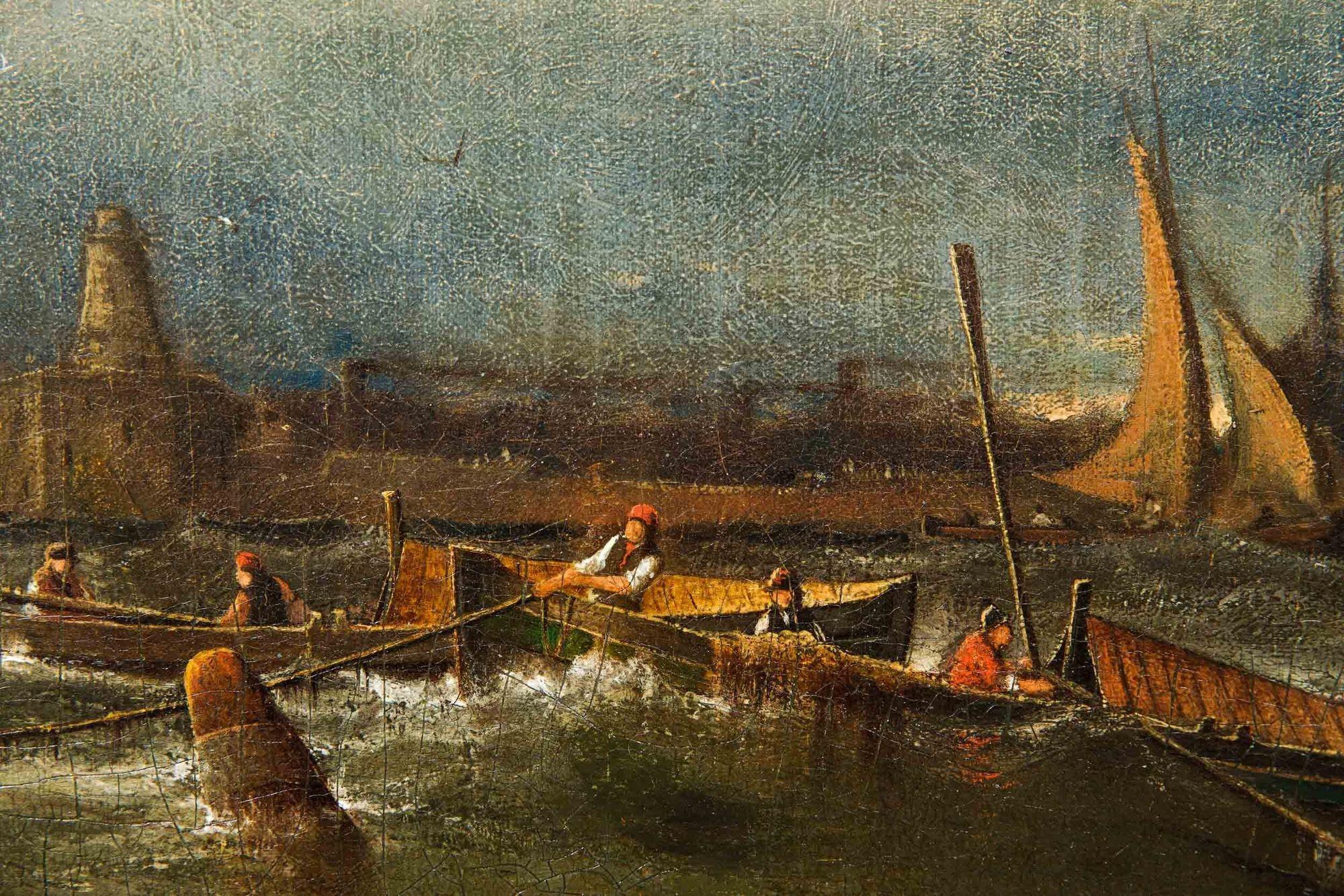 “Coming Storm, Cape May” '1880' Seascape Painting by Prosper Senat 2