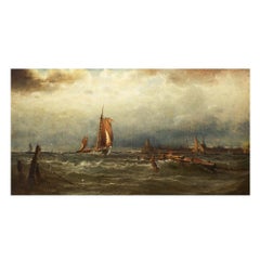 “Coming Storm, Cape May” '1880' Seascape Painting by Prosper Senat