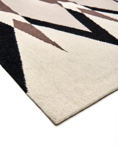 Tappeto Marrone Dhurrie Lana Moderno Geometrico Neutro Beige Terra tappeto geometrico
