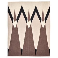 Rug Brown Dhurrie Wool Modern Geometric Neutral Beige Earth geometric carpet