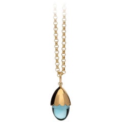 Comino in Aqua Bluequartz 18 Karat Yellow Gold Pendant Necklace