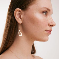 Comma Threader Chain Earrings in 14K Solid Yellow Gold