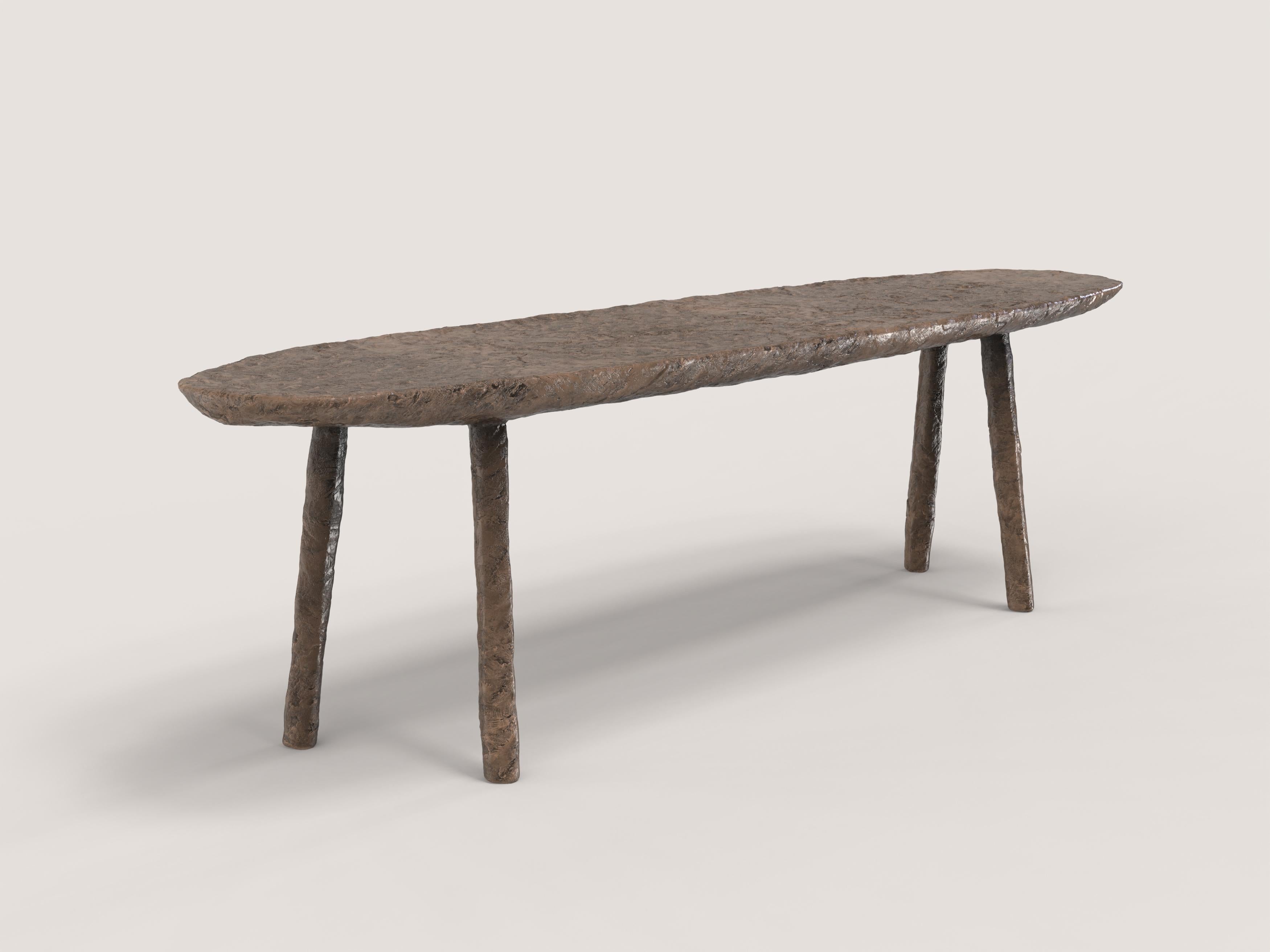 Comma V2 Bench by Edizione Limitata
Limited edition of 150 pieces. Signed and numbered.
Dimensions: D 34 x W 134 x H 39 cm.
Materials: Cast bronze.

Comma is a 21st century collection of seatings made by Italian artisans in bronze with a green