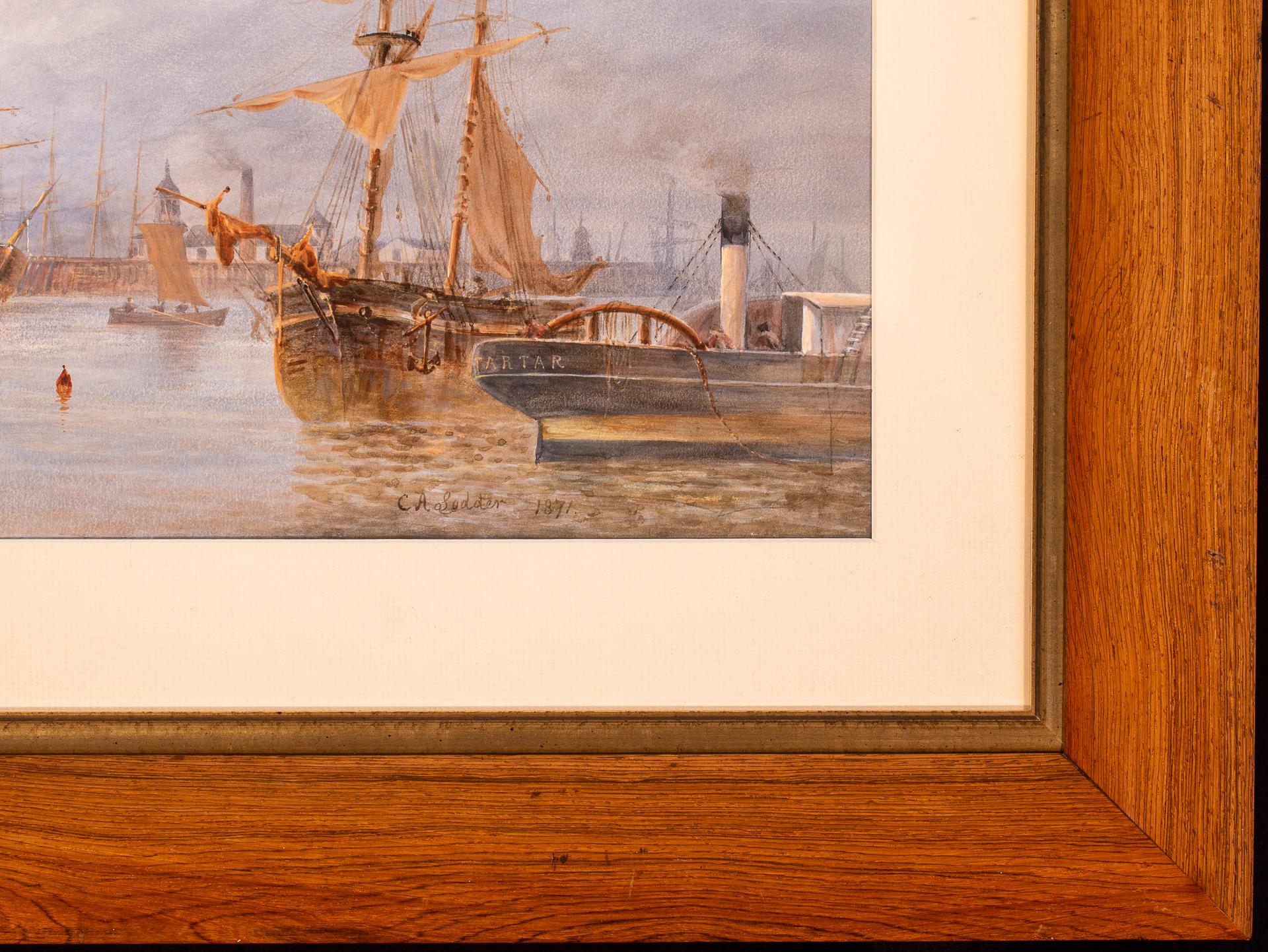 Harbor Scene - Other Art Style Painting by Commander Charles A. Lodder