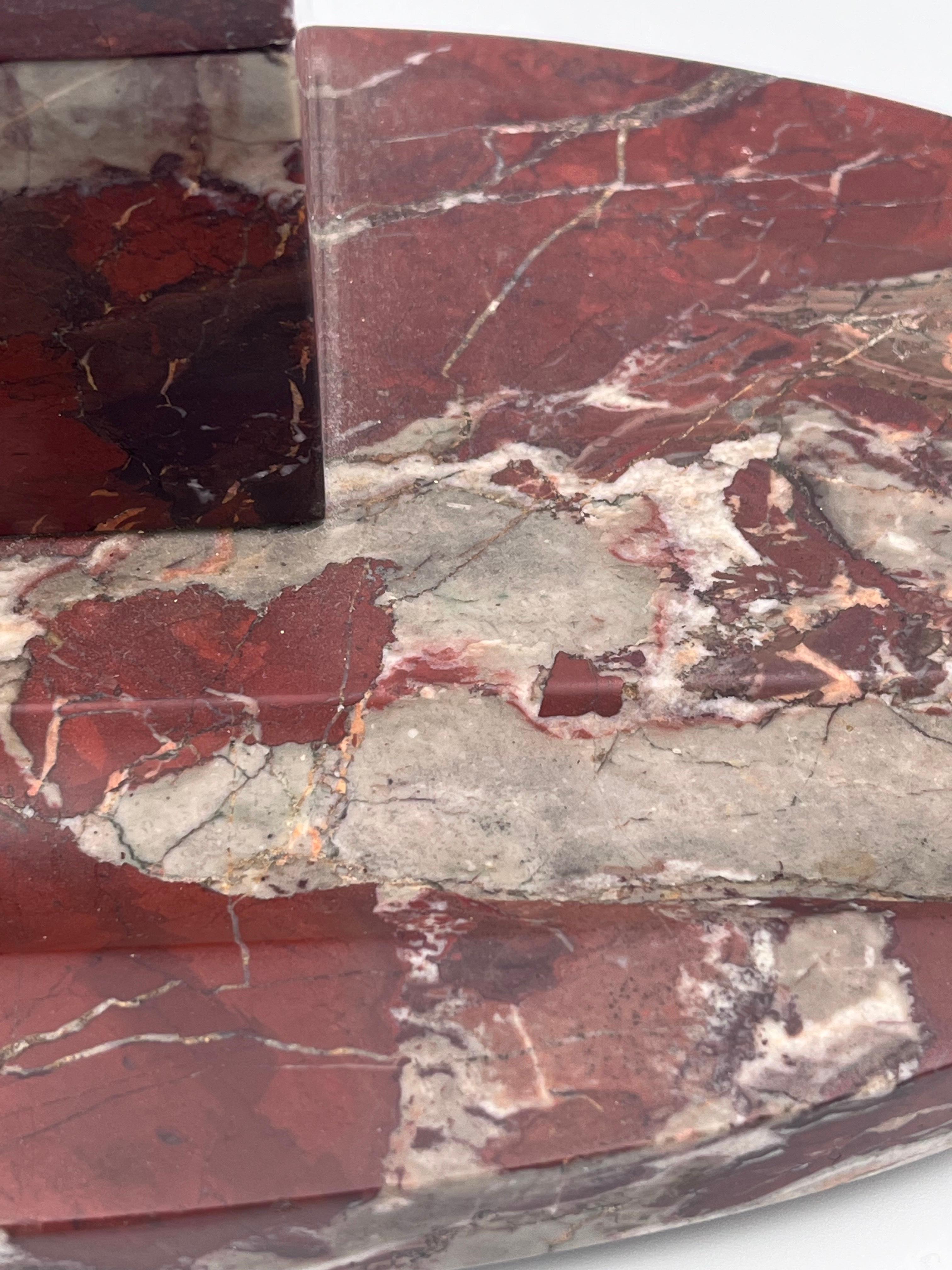 Imponente calamaio in marmo rosso Levanto Art Deco degli anni '20 e portapenne in vendita 7