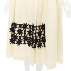 COMME DES GARCINS 1988 Runway Vintage cream black lattice lace flared skirt S