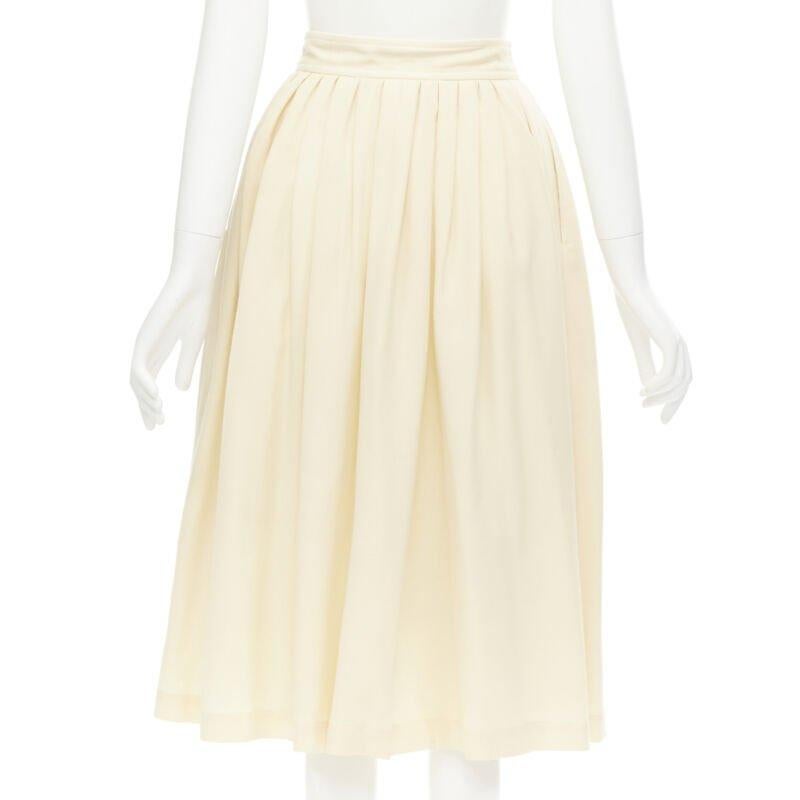 Women's COMME DES GARCINS 1988 Runway Vintage cream black lattice lace flared skirt S For Sale