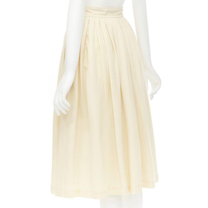 COMME DES GARCINS 1988 Runway Vintage cream black lattice lace flared skirt S For Sale 1