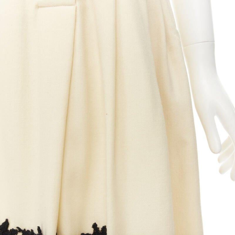 COMME DES GARCINS 1988 Runway Vintage cream black lattice lace flared skirt S For Sale 3