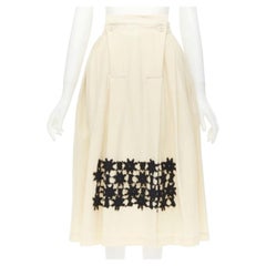 COMME DES GARCINS 1988 Runway Vintage cream black lattice lace flared skirt S