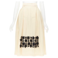 COMME DES GARCINS 1988 Runway Vintage cream black lattice lace flared skirt S