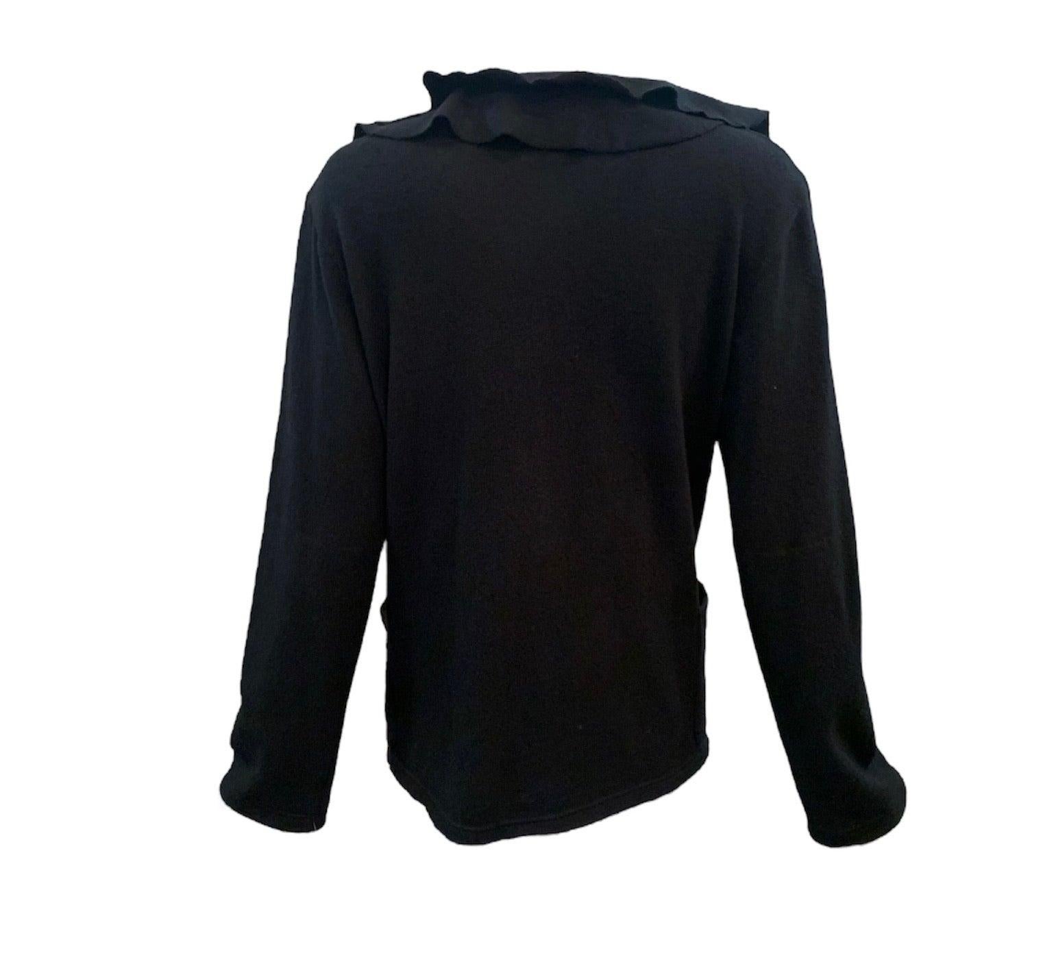 Comme Des Garcon Chaqueta de punto negra con volantes, Años 90 Negro en venta