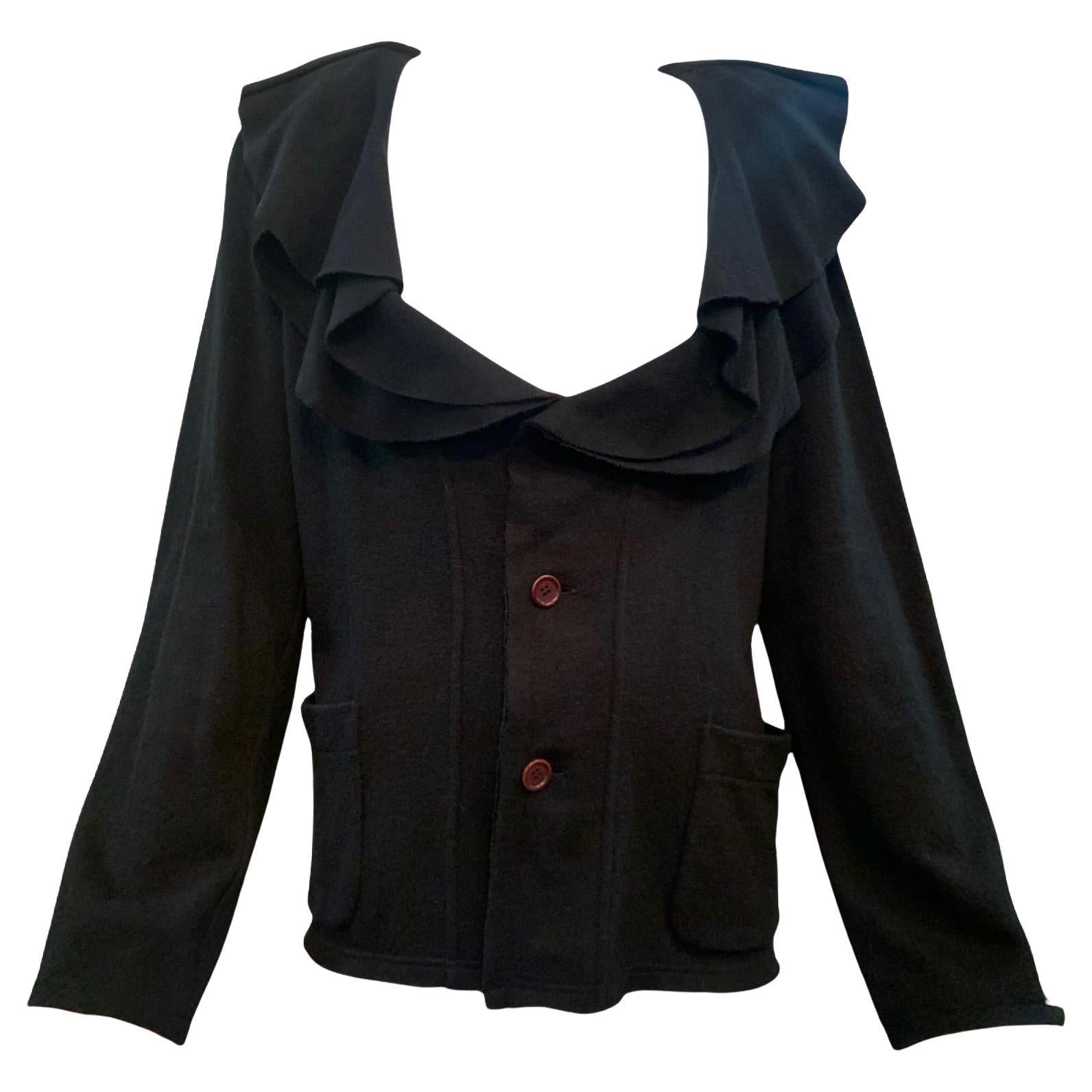 Comme Des Garcon Chaqueta de punto negra con volantes, Años 90 en venta