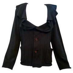 Comme Des Garcon Chaqueta de punto negra con volantes, Años 90