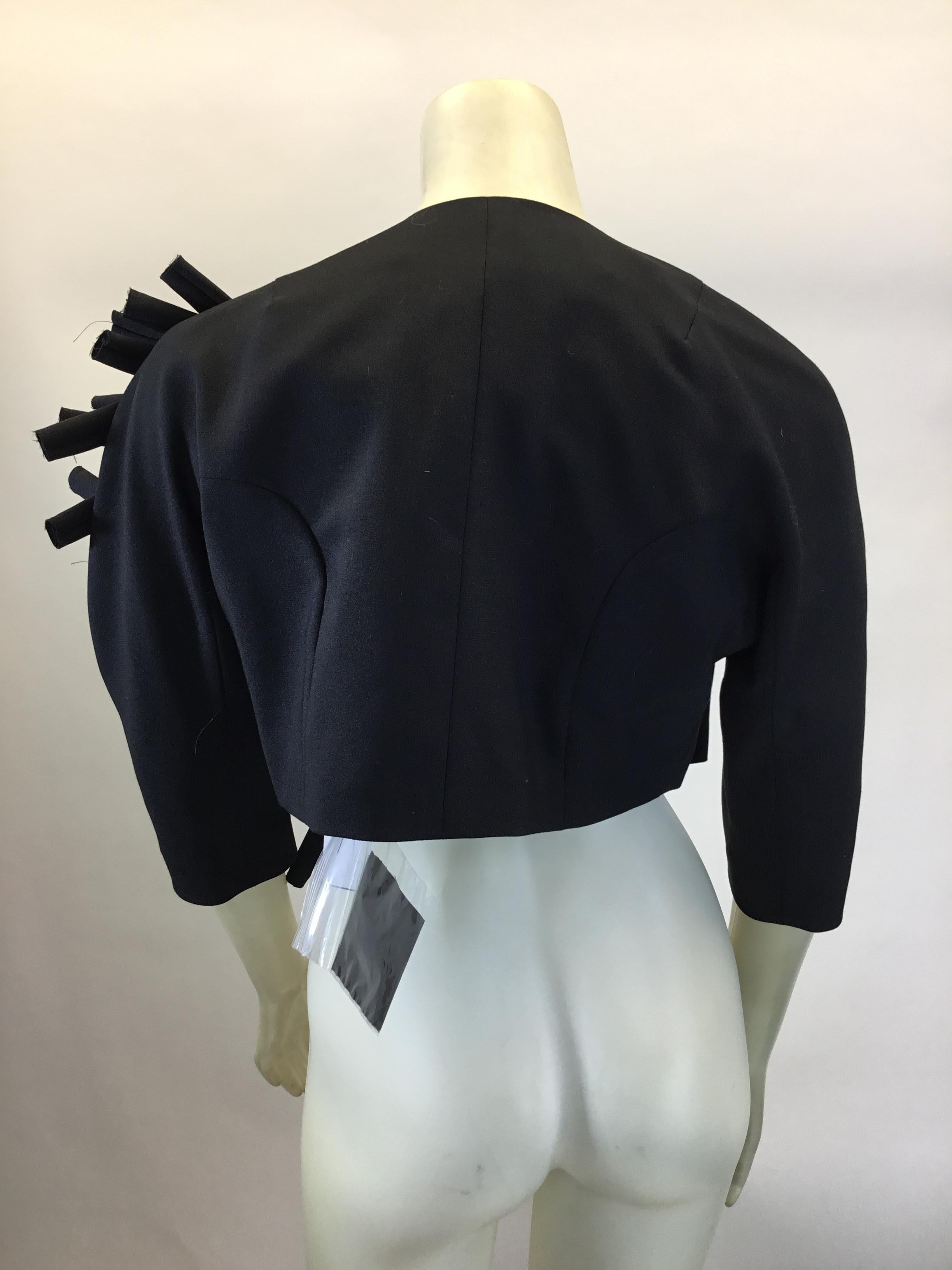 Black Comme des Garcon Detailed Cropped Jacket For Sale