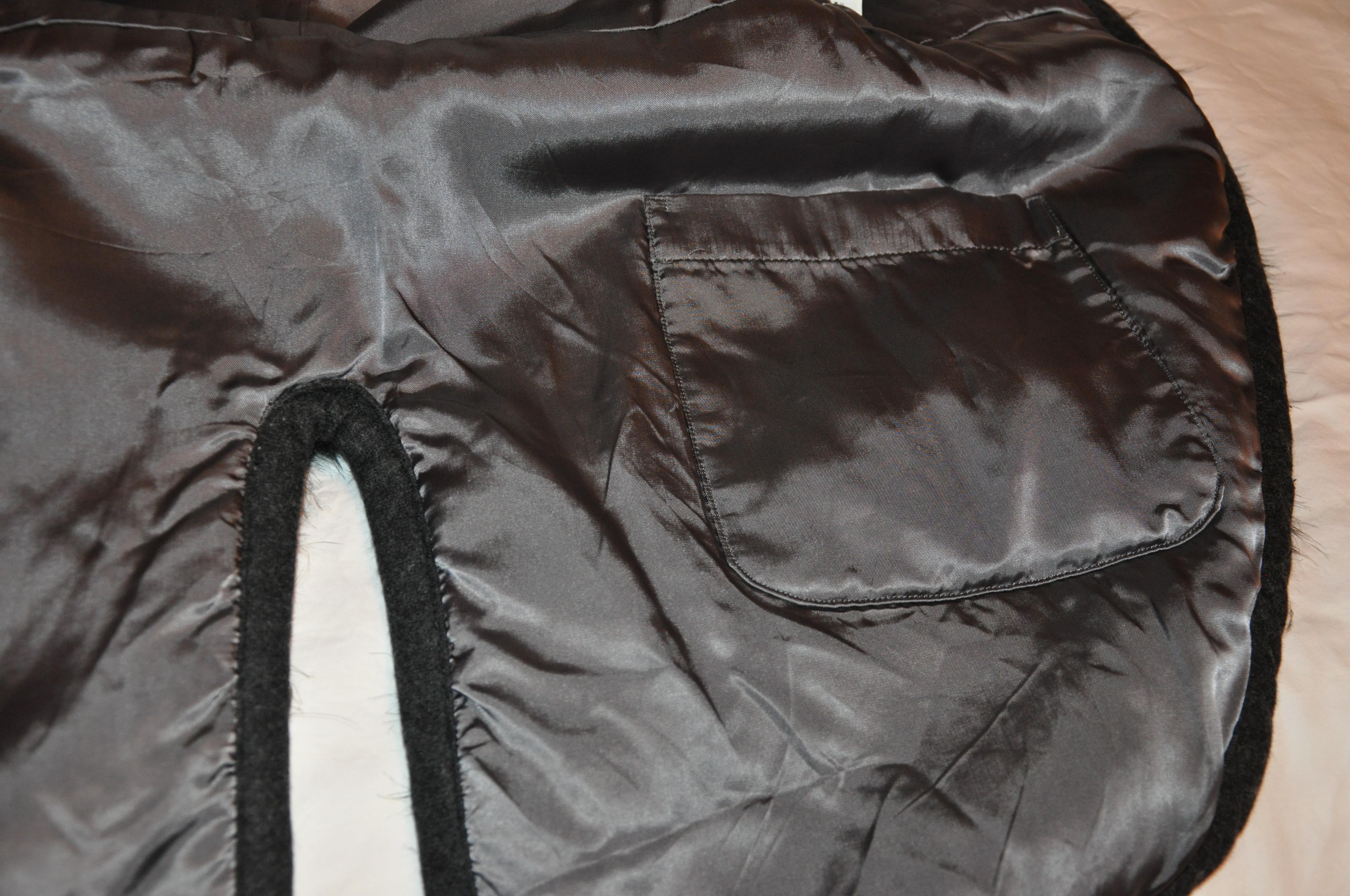 Comme des Garcon - Gilet ouvert entièrement doublé en laine noire et fausse fourrure avec passepoil en vente 8
