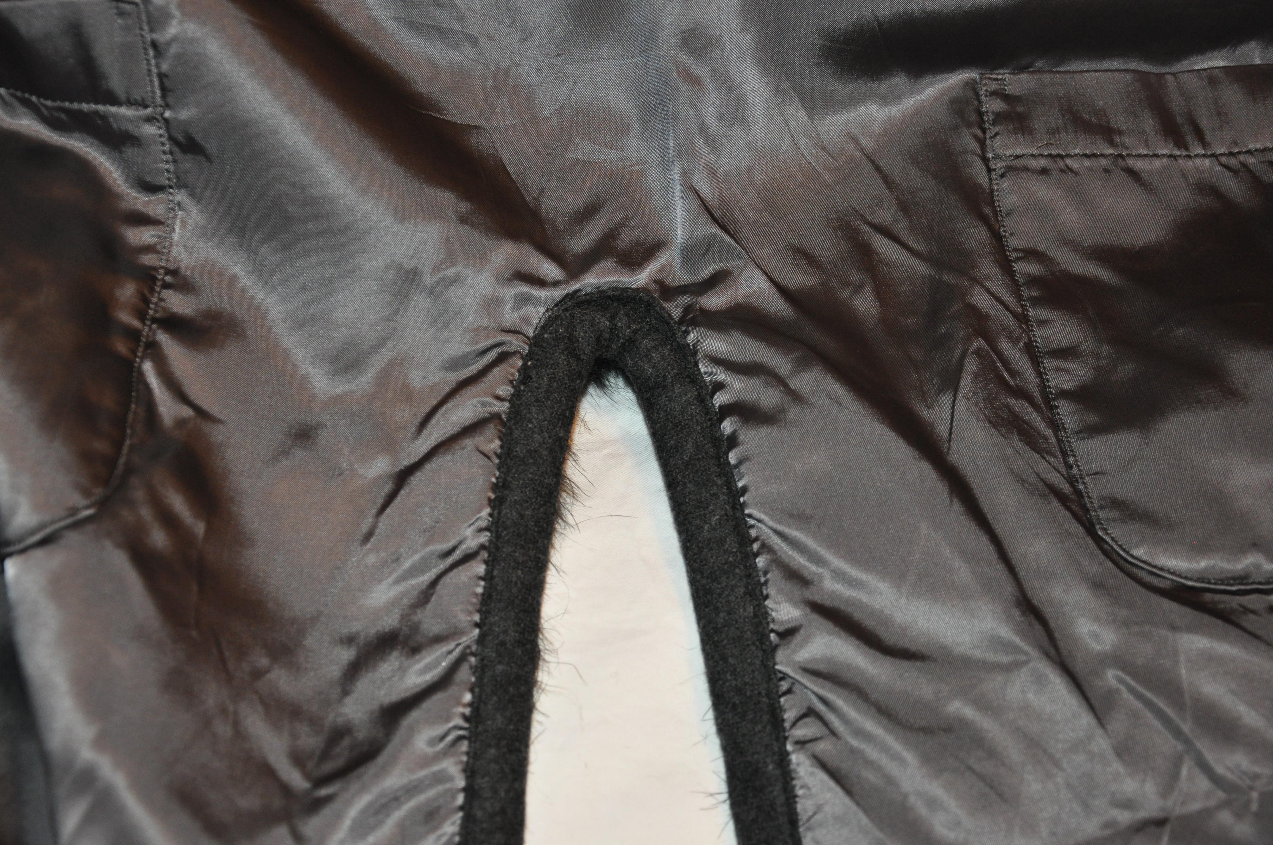Comme des Garcon - Gilet ouvert entièrement doublé en laine noire et fausse fourrure avec passepoil Bon état - En vente à New York, NY