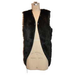 Comme des Garcon Fully Lined Black Faux Fur Detailed Wool Piping Open Vest 