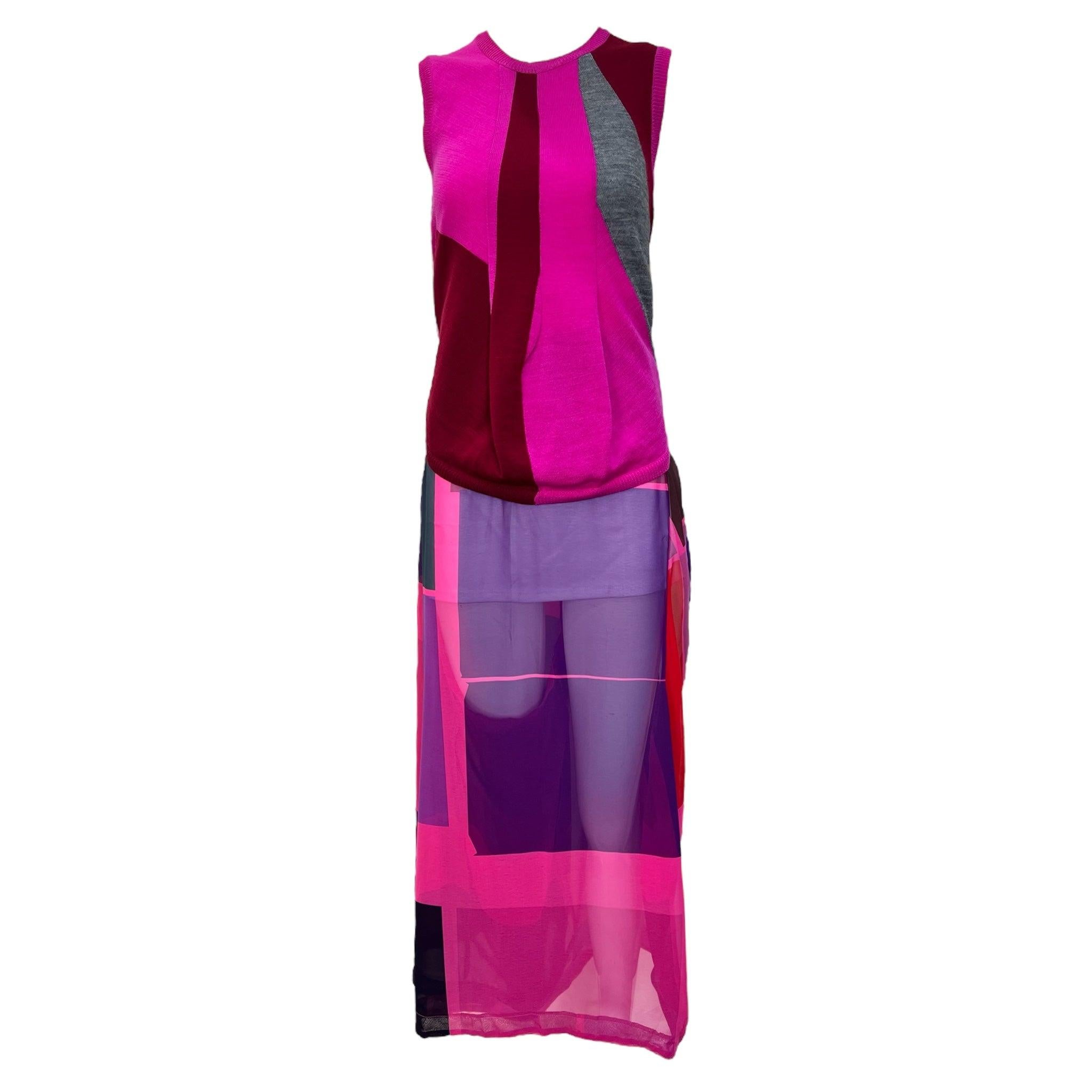 Comme des Garcon, maglione e pantaloni rosa a blocchi di colore per la P/E, 1996 in vendita