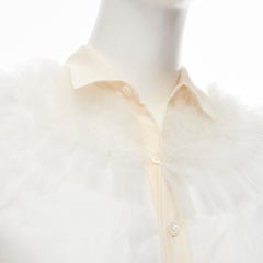 COMME DES GARCON TAO - Chemise en coton à manches transparentes en tulle blanc avec volants, 2008