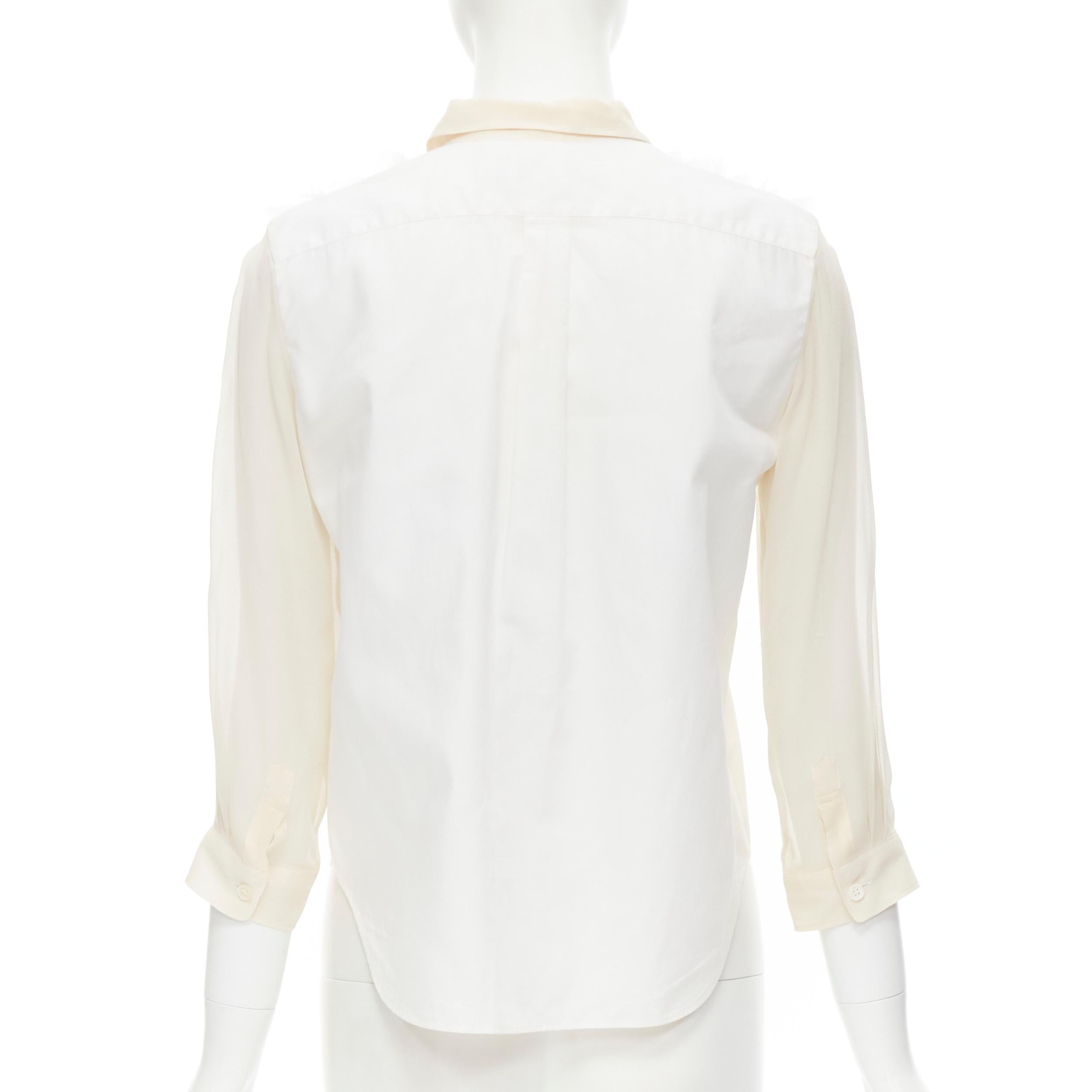 Women's COMME DES GARCON TAO 2008 white tulle ruffle sheer sleeves cotton shirt S