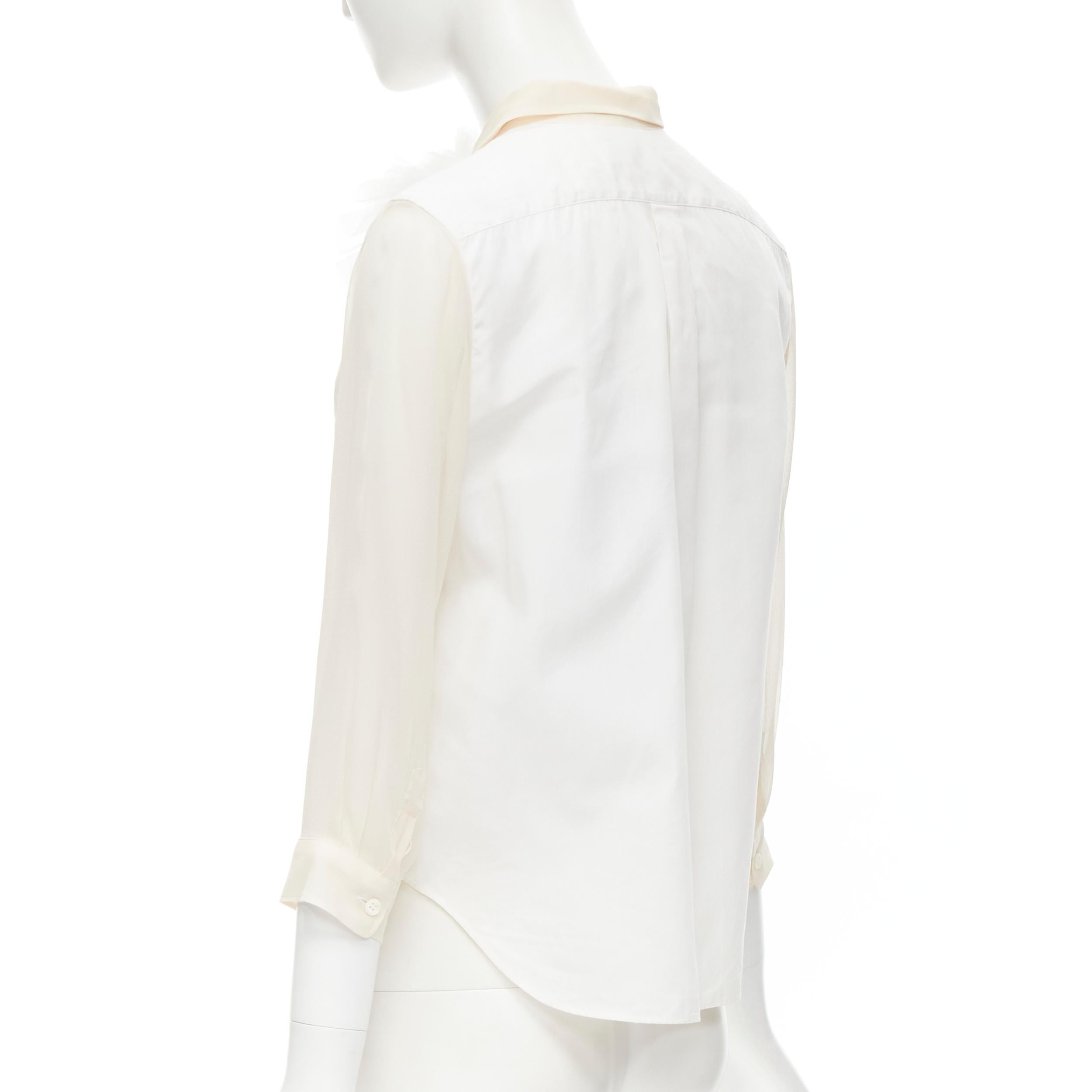 COMME DES GARCON TAO 2008 white tulle ruffle sheer sleeves cotton shirt S 1