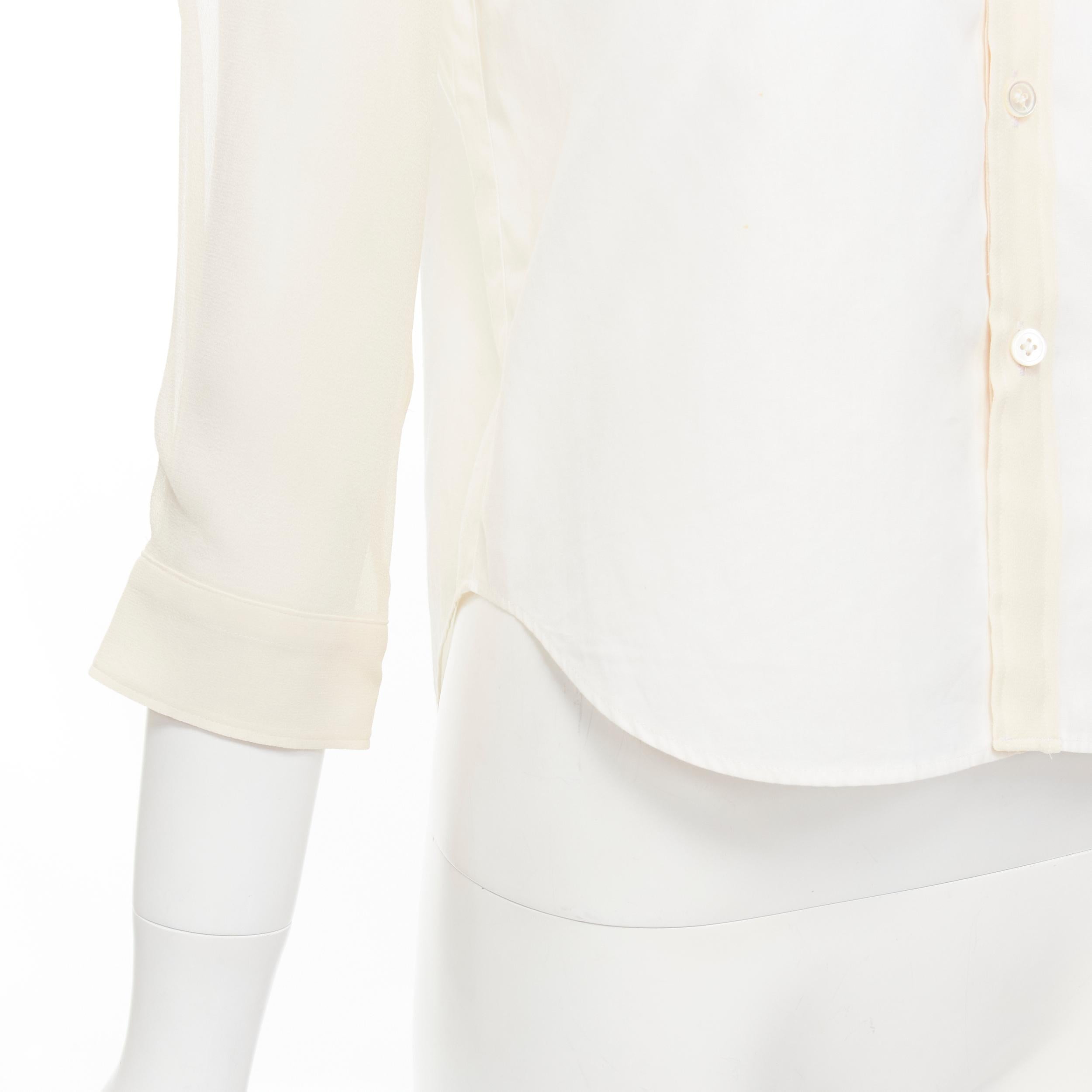 COMME DES GARCON TAO 2008 white tulle ruffle sheer sleeves cotton shirt S 3