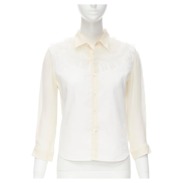 COMME DES GARCON TAO 2008 white tulle ruffle sheer sleeves cotton shirt ...