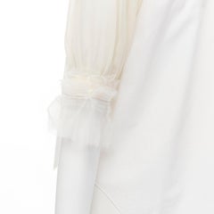 COMME DES GARCON TAO chemise à manches courtes en coton blanc à volants S