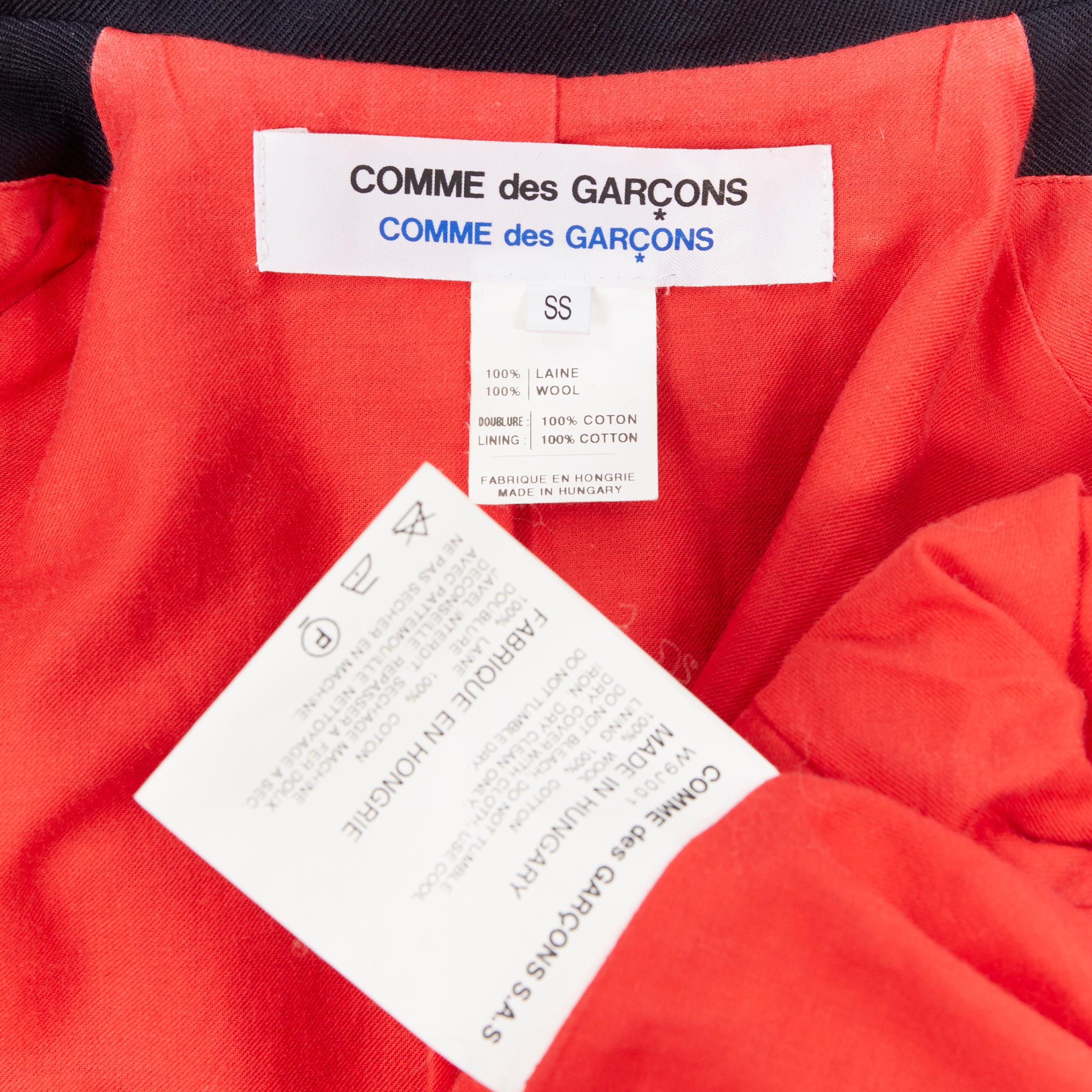 COMME DES GARCONS 100% wool colour blocked pocket trimming cutaway jacket SS 7