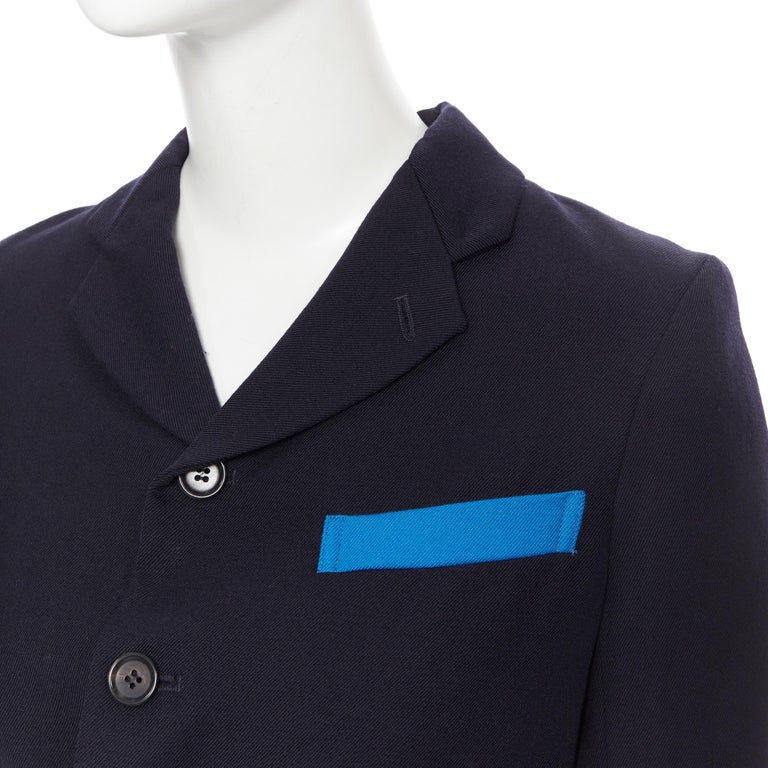 COMME DES GARCONS 100 wool colour blocked pocket trimming cutaway